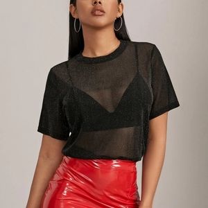 SHEIN Sheer Glitter Mesh top.
